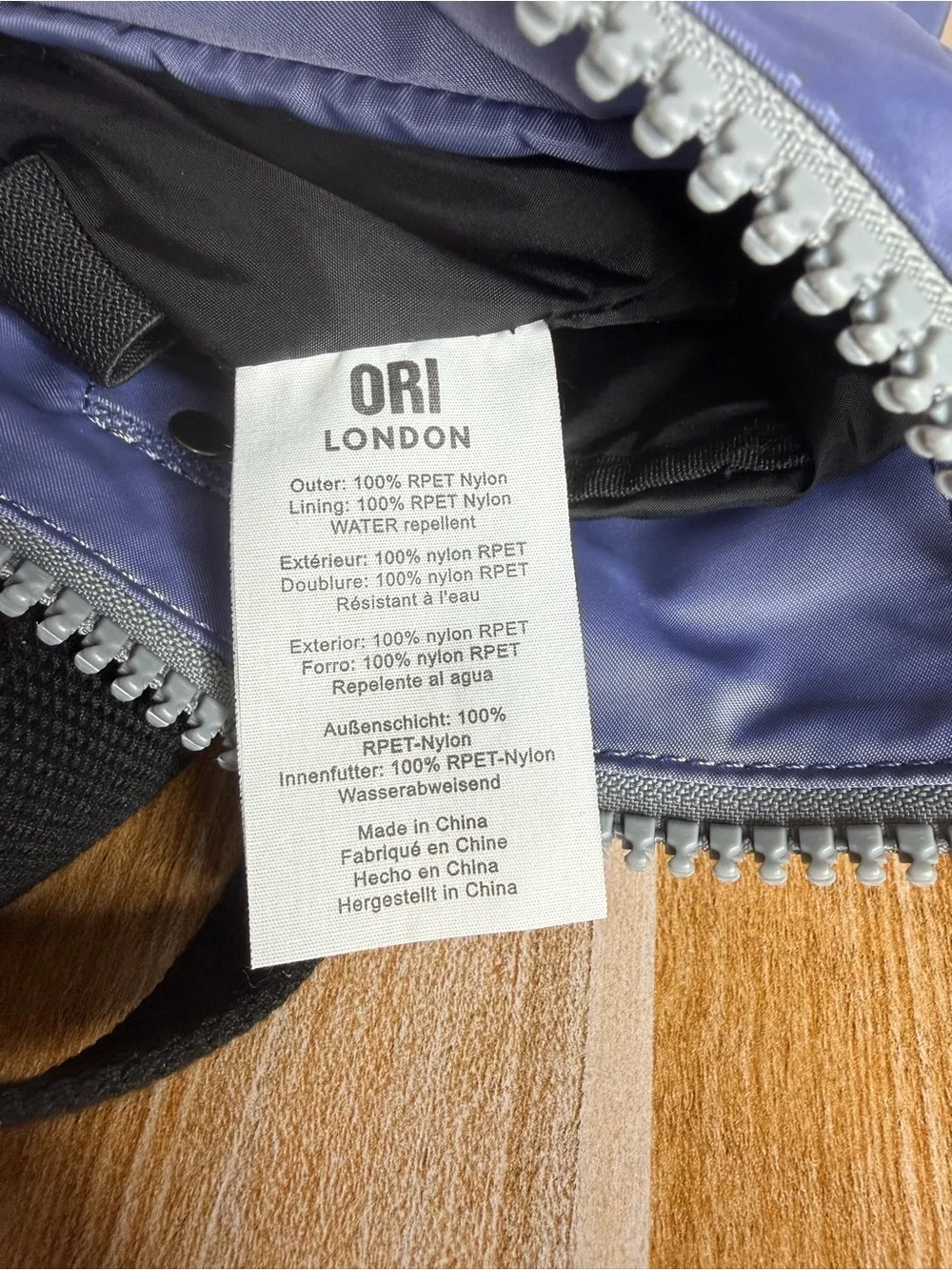 Ori London Bantry B Small Tote Backpack Recycled Nylon Wide Mouth Dusted Peri